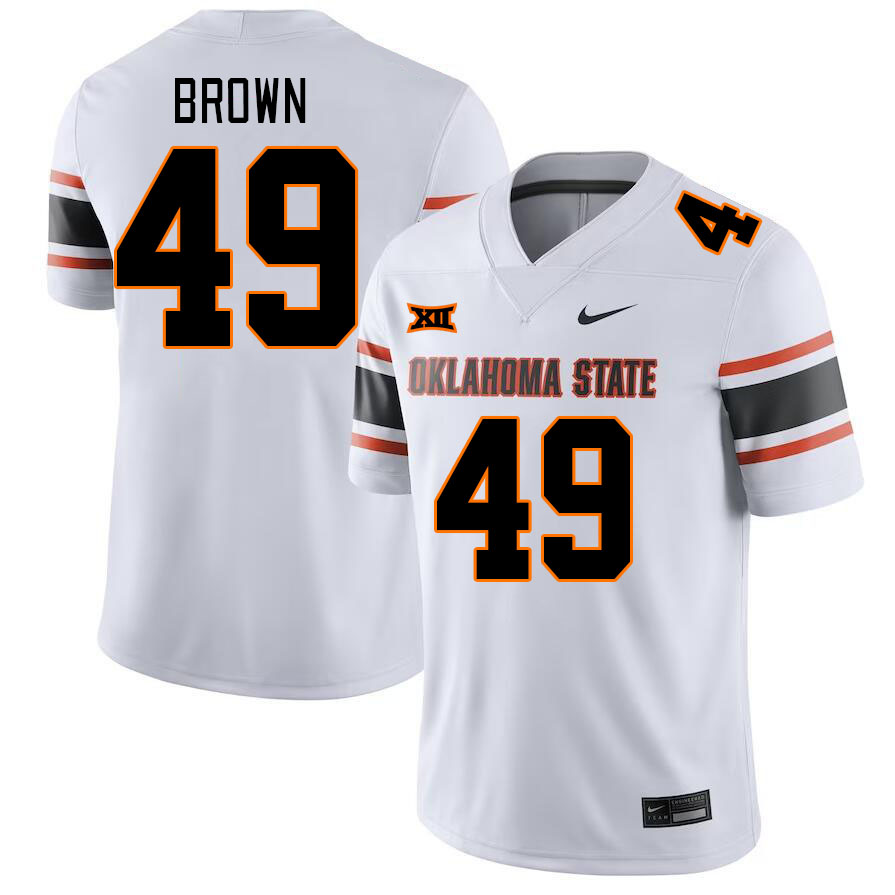 Oklahoma State Cowboys #49 Tanner Brown College Football Jerseys Stitched Sale-White